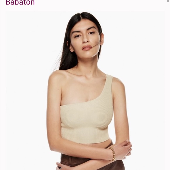 Babaton cropped one shoulder knit ribbed tank - Picture 4 of 6